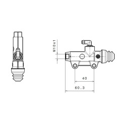 Maître-cylindre de frein arrière BREMBO Ø13mm noir