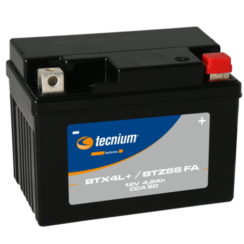 Batterie TECNIUM sans entretien activé usine - BTX4L+/BTZ5S Tecnium 1 - AVSmoto Racing Parts 