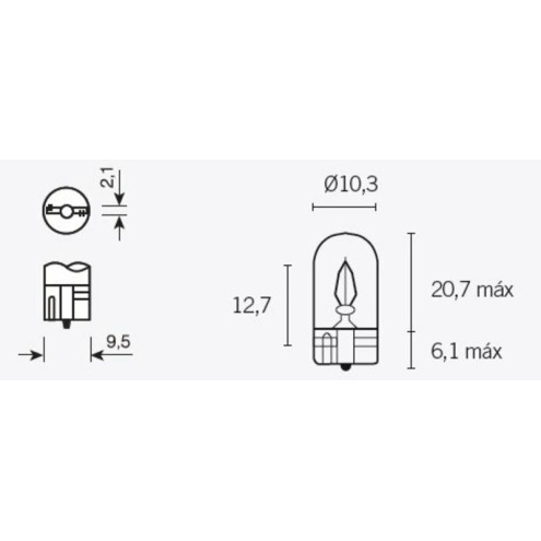 Ampoule T10 12V 3W - Boite de 10 Tecnium 1 - AVSmoto Racing Parts 