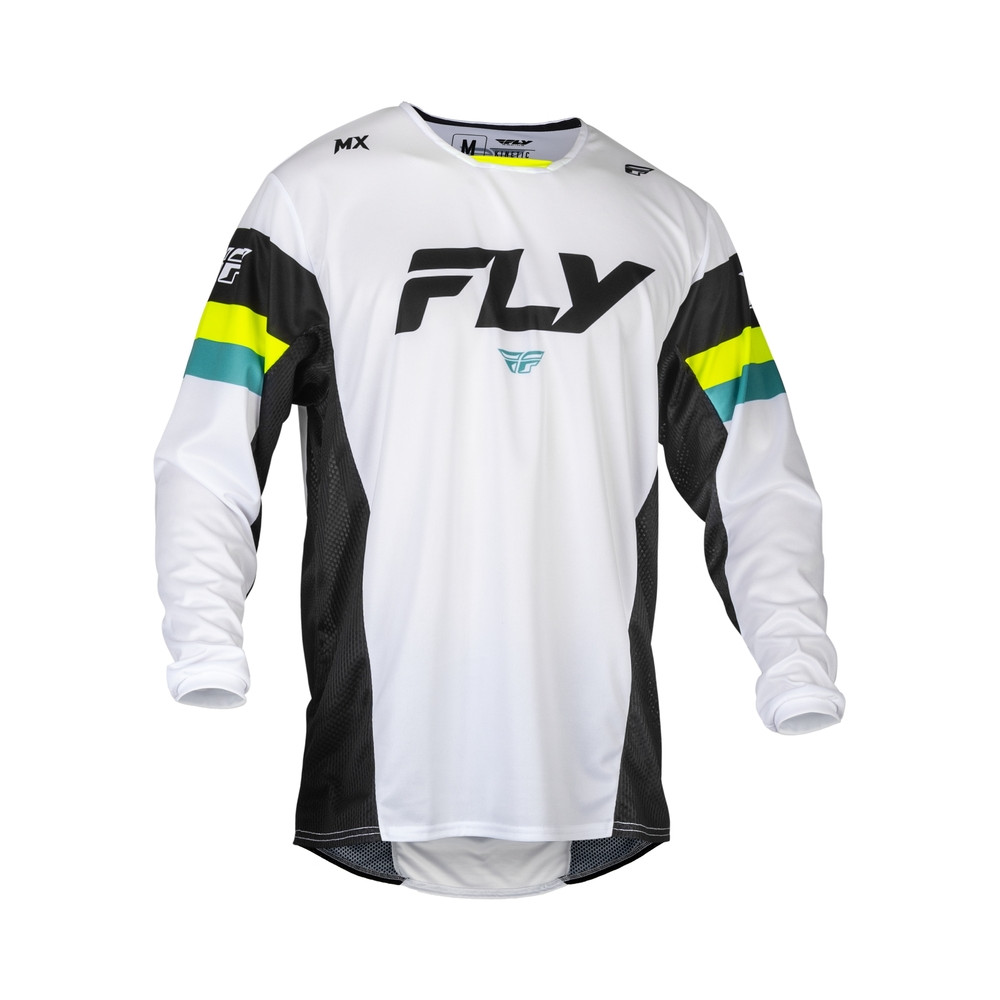 Maillot FLY RACING Kinetic Prix - blanc/noir/Hi-Vis