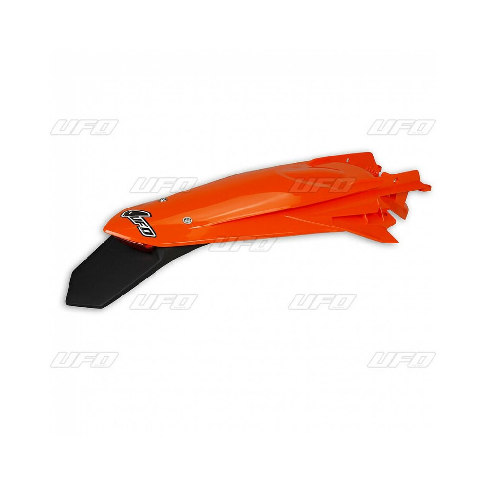 Garde-boue arrière + support de plaque avec feu UFO orange fluo KTM EXC/EXC-F