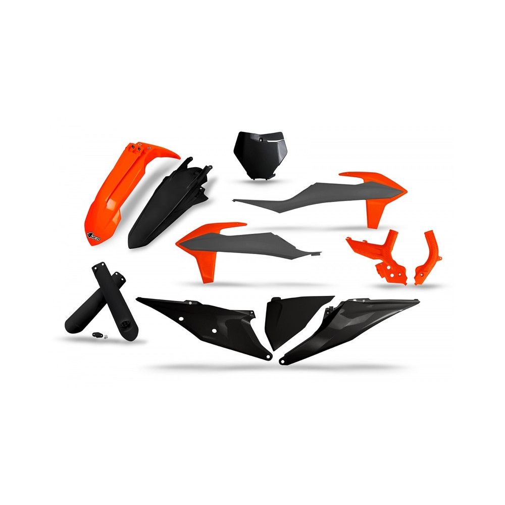 Kit plastiques UFO noir/gris/orange fluo - KTM