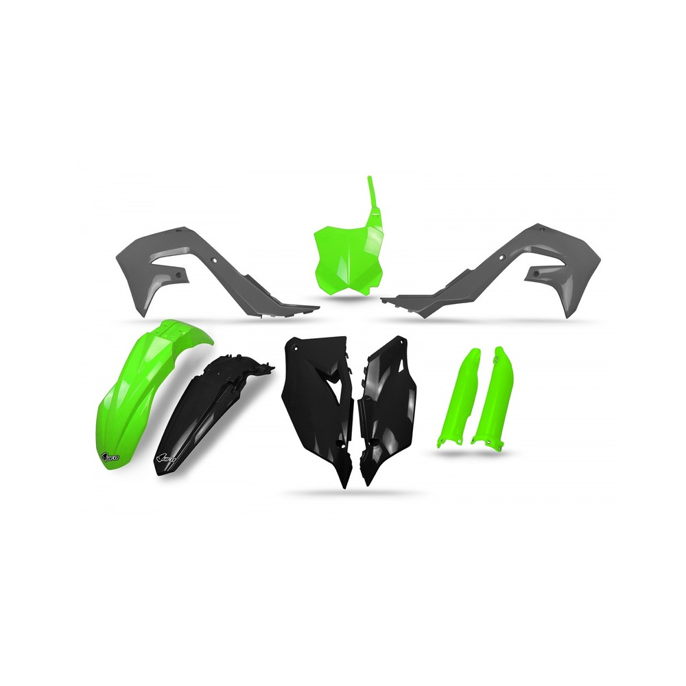 Kit plastiques UFO noir/gris/vert fluo - Kawasaki