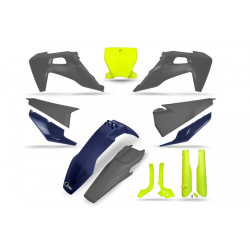 Kit plastiques UFO jaune fluo/bleu/gris - Husqvarna