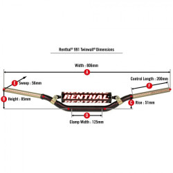 Guidon RENTHAL Twinwall type 991