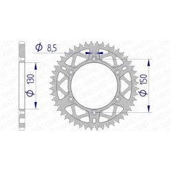 Couronne AFAM aluminium type 13323 pas 520 Yamaha YZ