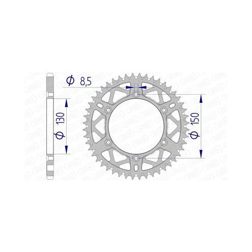 Couronne AFAM aluminium type 13323 pas 520 Yamaha YZ