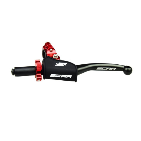 Levier repliable + cocotte universel SCAR noir - molette rouge SCAR 1 - AVSmoto Racing Parts 