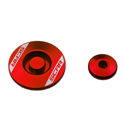 Bouchon carter moteur latéraux SCAR rouge SCAR 1 - AVSmoto Racing Parts 