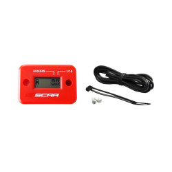 Compteur d'heures SCAR filaire avec Velcro rouge SCAR 1 - AVSmoto Racing Parts 