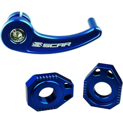 Kit tendeur de chaîne + tire-axe SCAR bleu - enduro Sherco