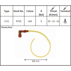 Faisceau d'allumage LY11 coudé 90° pour Bobine sans olive - cable 50cm NGK