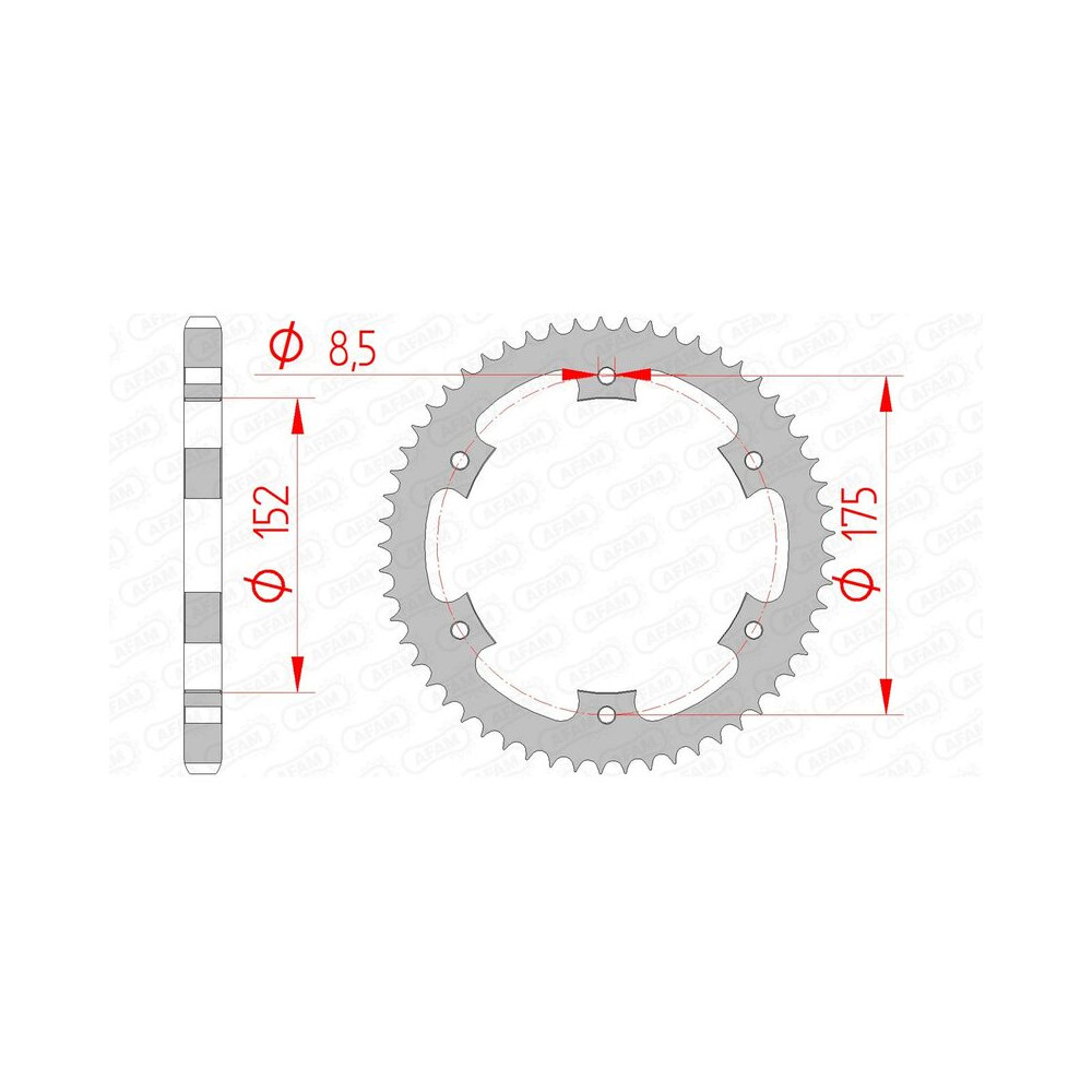 Couronne AFAM acier standard 57 dents - Yamaha 125 DT