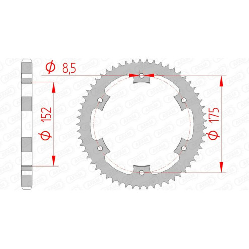 Couronne AFAM acier standard 57 dents - Yamaha 125 DT