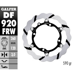 Disque de frein Galfer Wave flottant rainuré Ø260mm - Sherco SE / SE-R / SEF-R