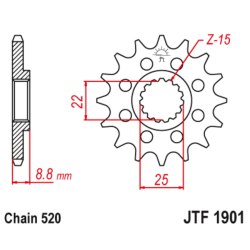 Pignon JT SPROCKETS acier standard 1901 - 520