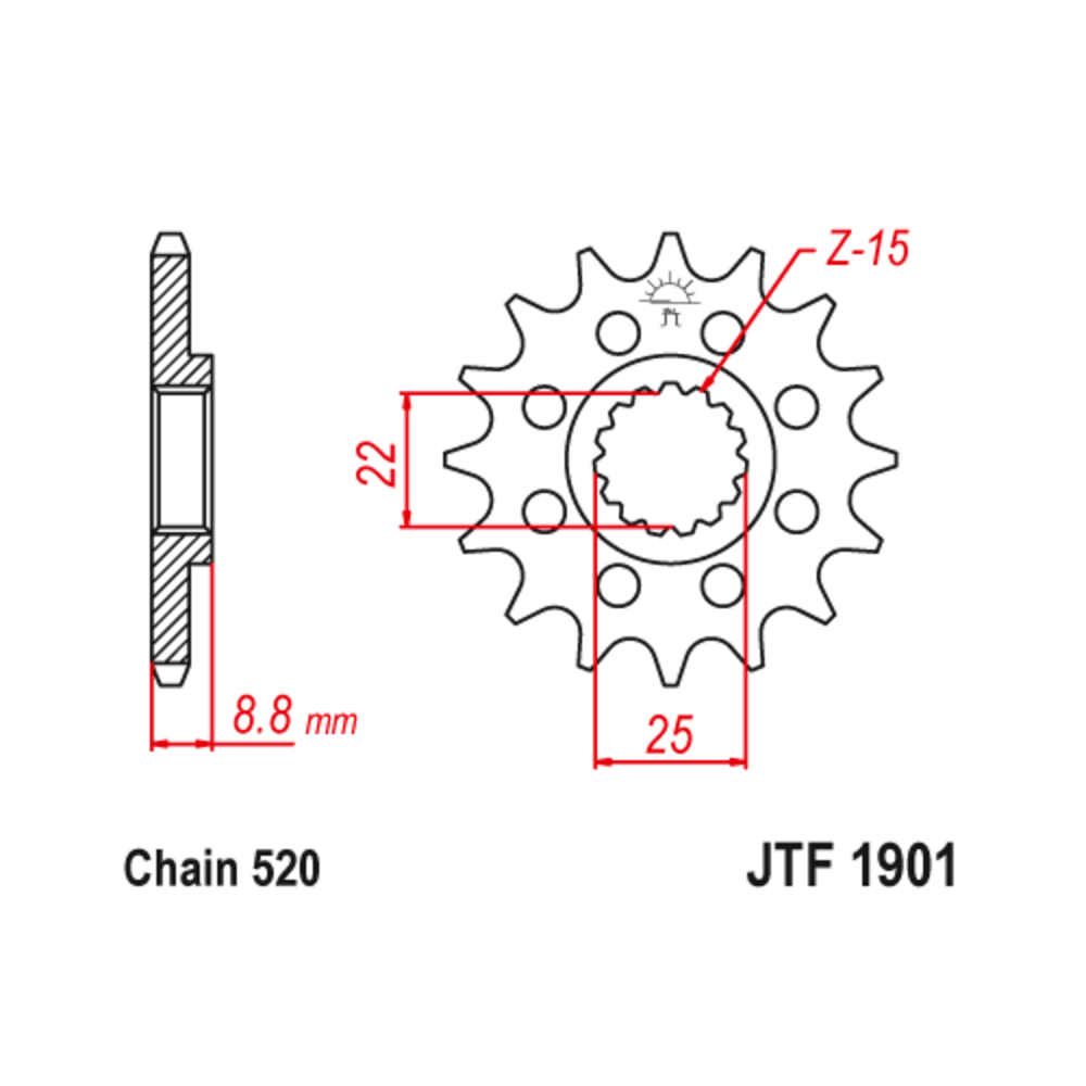 Pignon JT SPROCKETS acier standard 1901 - 520