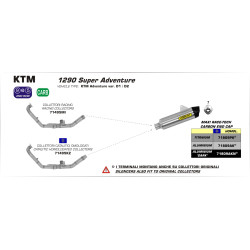 Echappement Arrow Titane embout carbone, KTM 1190 / 1290 Super Adventure 2015-20