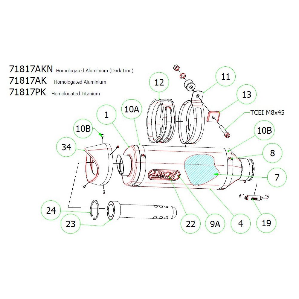 Embout sortie de silencieux Yamaha MT-07 référence 71930AKN