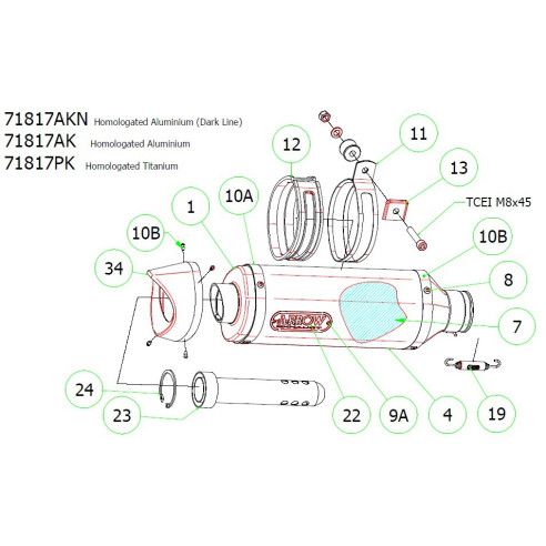 Embout sortie de silencieux Yamaha MT-07 référence 71930AKN