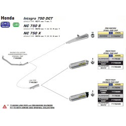 Echappement Arrow Race-Tech full carbone Honda Integra 700 - NC 700 S/X 12-13 et Integra 750 - NC 750 S/X 14-20