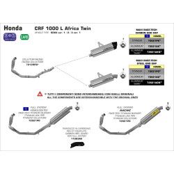 Echappement Arrow Maxi Race-Tech aluminium noir, Honda CRF 1000 L Africa Twin 2016-19