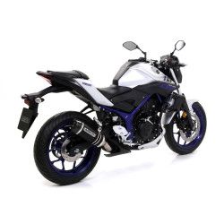 Echappement Arrow Thunder aluminium noir embout carbone, Yamaha MT-03 16-19 YZF-R3 15-18