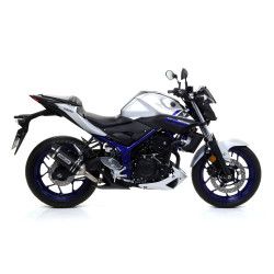 Echappement Arrow Thunder aluminium noir embout carbone, Yamaha MT-03 16-19 YZF-R3 15-18