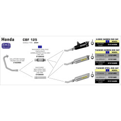 Silencieux Arrow X-Kone noir embout carbone, Honda 125 CB-F 15-16 CBF 09-14