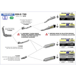 Echappement Arrow Race-Tech Titane embout carbone, Suzuki GSR 750 et GSX-S 750 2011-21