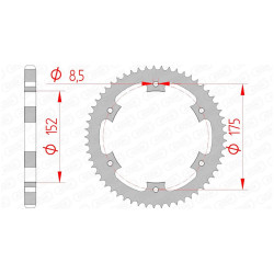 Couronne de transmission en acier AFAM PAS 428 Yamaha 125cc