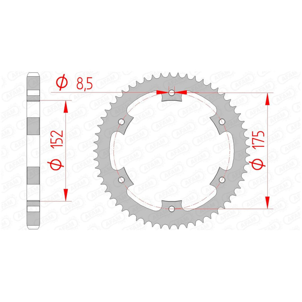 Couronne de transmission en acier AFAM PAS 428 Yamaha 125cc