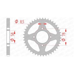 Couronne de transmission en acier moto 125cc