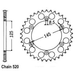 Couronne AFAM  acier pas 520 type 44202 Cagiva 125