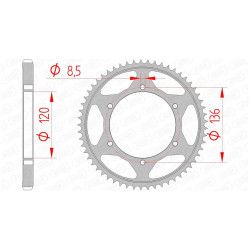 Couronne AFAM acier pas 428 type 12313 Yamaha 