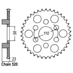 Couronne AFAM  acier pas 520 type 35206 Aprilia Classic 125 