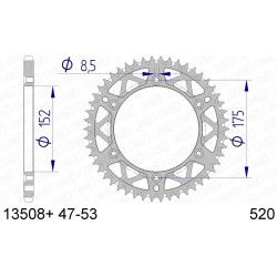 Couronne AFAM  alu pas 520 type 13508N Yamaha 