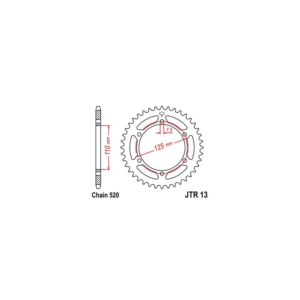 Couronne JT SPROCKETS acier pas 520 type 13 