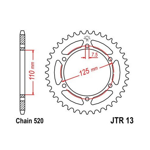 Couronne JT SPROCKETS acier pas 520 type 13 